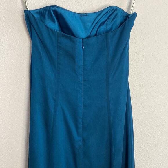 David’s Bridal Women Teal Bride’s Maid Strapless Tube Style Dress Size 6 - Picture 5 of 8